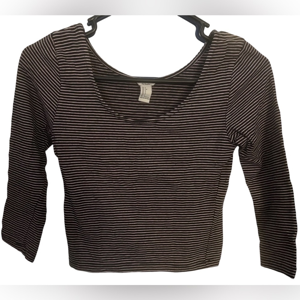 Forever 21 Striped Long Sleeve Short Top Small